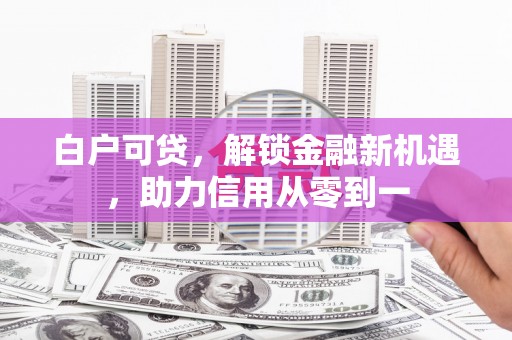 长兴白户可贷，解锁金融新机遇，助力信用从零到一